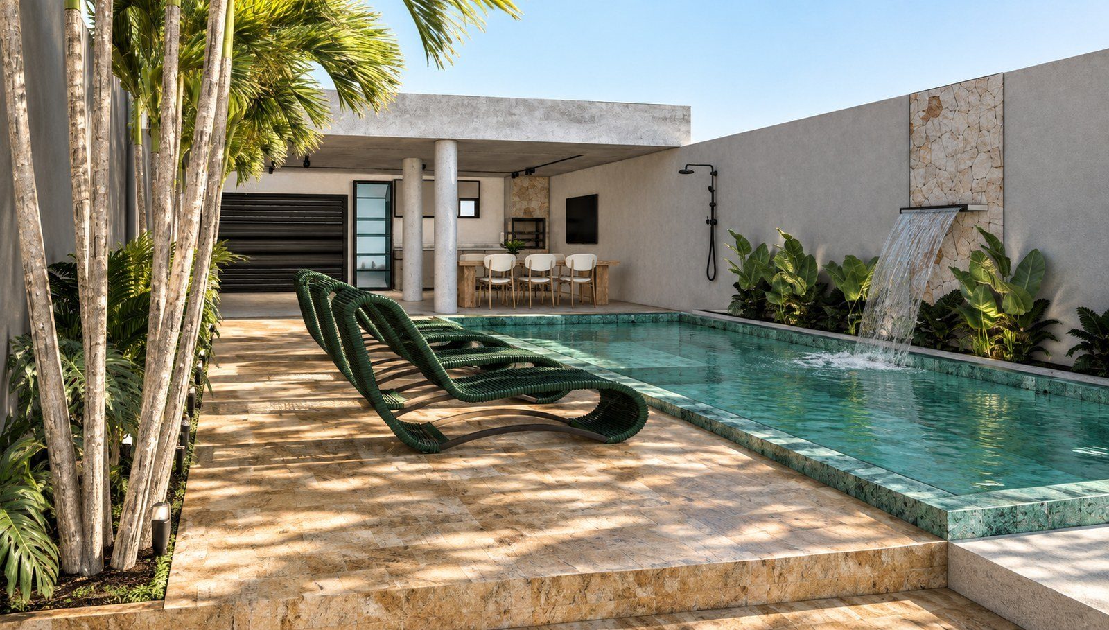 Projeto de área de lazer com piscina